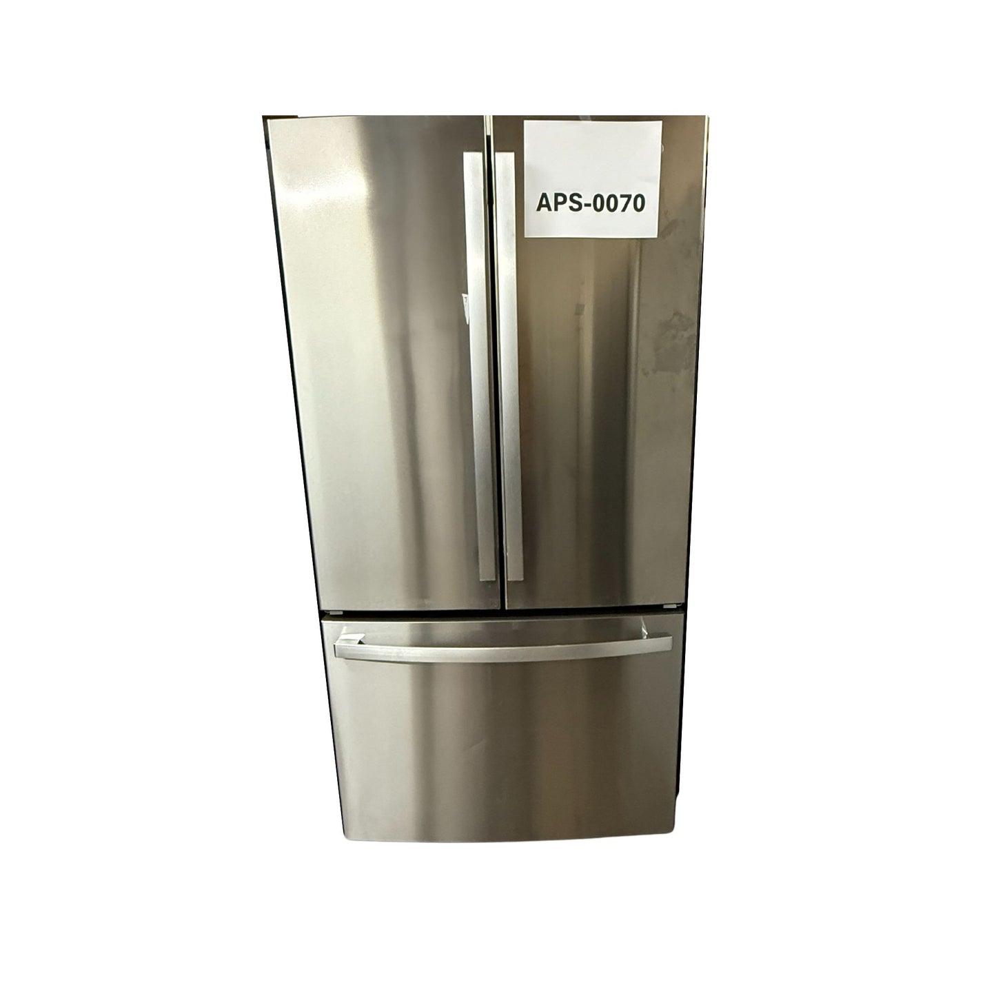 GE 27 cu. ft. French Door Refrigerator, Stainless Steel, Internal Water/Ice Dispenser (GNE27JYMFS)