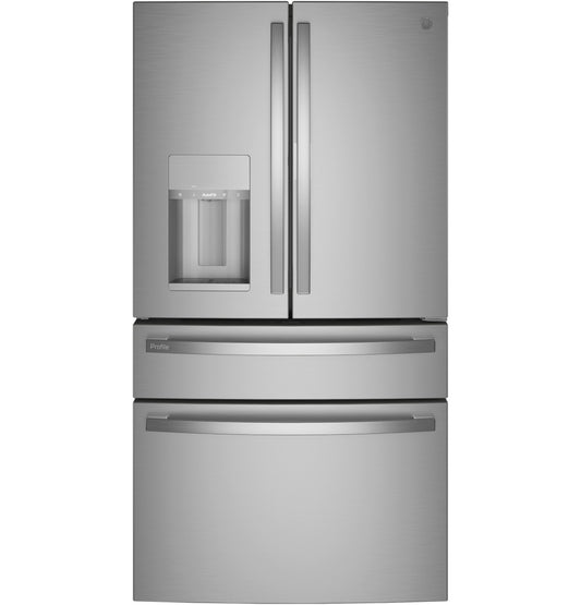 GE Profile 27.9 cu. ft. French Door Refrigerator, Stainless, Autofill Dispenser + LED Lighting (PVD28BYNFS) - Appliance Saver Store