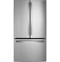 GE 27 cu. ft. French Door Refrigerator, Stainless Steel, Internal Water/Ice Dispenser (GNE27JYMFS)