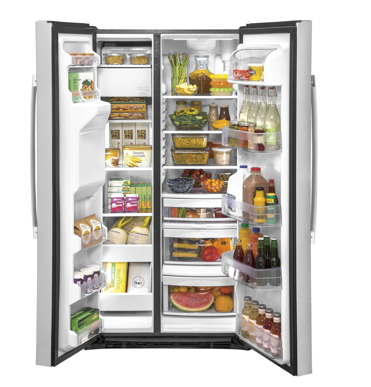 GE 25.1 cu. ft. Side-by-Side Refrigerator, Stainless, External Water/Ice Dispenser (GSS25IYNFS)