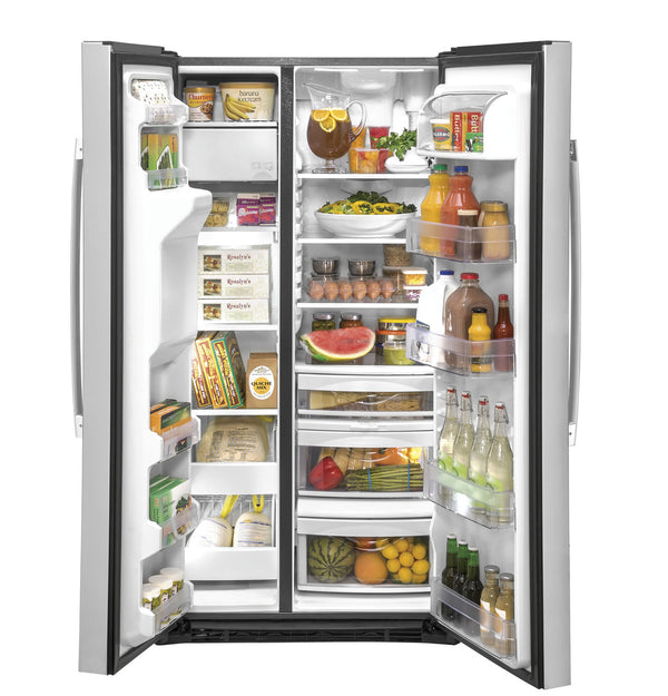 GE 21.8 cu. ft. Counter-Depth Side-by-Side Refrigerator, Stainless (GZS22IYNFS)