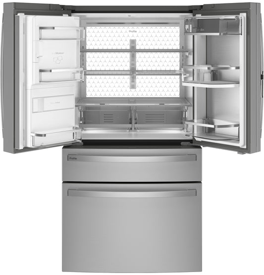 GE Profile 27.9 cu. ft. French Door Refrigerator, Stainless, Autofill Dispenser + LED Lighting (PVD28BYNFS) - Appliance Saver Store