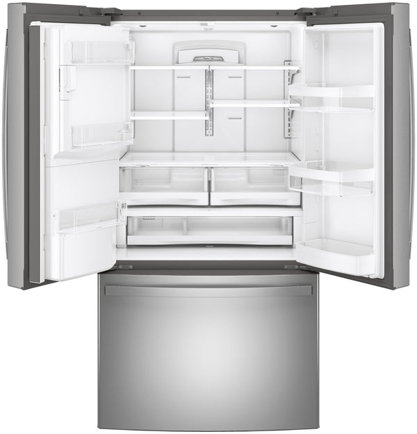 GE 27.7 cu. ft. French Door Refrigerator, Stainless, TwinChill™ + Internal Water/Ice (GFE28GYNFS) - Appliance Saver Store