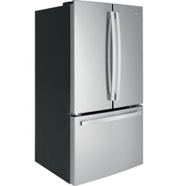GE 27 cu. ft. French Door Refrigerator, Stainless Steel, Internal Water/Ice Dispenser (GNE27JYMFS)