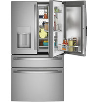 GE Profile 27.9 cu. ft. French Door Refrigerator, Stainless, Autofill Dispenser + LED Lighting (PVD28BYNFS) - Appliance Saver Store