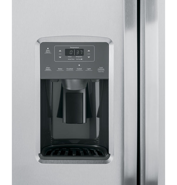 GE 25.3 cu. ft. Side-by-Side Refrigerator, Stainless, External Water/Ice Dispenser (GSS25GYPFS)