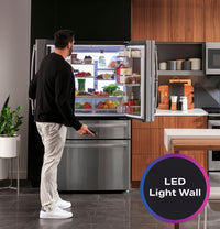 GE Profile 27.9 cu. ft. French Door Refrigerator, Stainless, Autofill Dispenser + LED Lighting (PVD28BYNFS) - Appliance Saver Store
