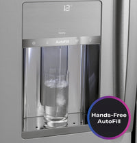 GE Profile 27.9 cu. ft. French Door Refrigerator, Stainless, Autofill Dispenser + LED Lighting (PVD28BYNFS) - Appliance Saver Store