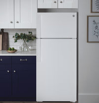 GE 21.9 cu. ft. Top-Freezer Refrigerator, White, Adjustable Shelves + LED Lighting (GTS22KGNRWW)