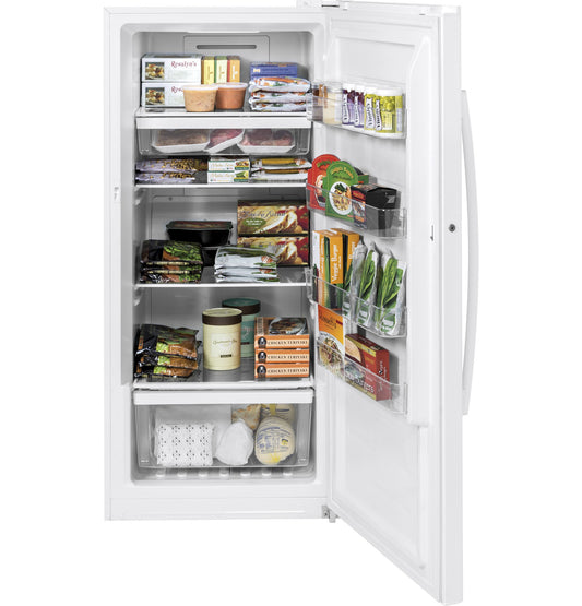 GE Upright Freezer, 14.1 cu. ft., Frost-Free, LED, Lock & Key (FUF14DLRWW)