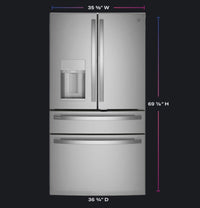GE Profile 27.9 cu. ft. French Door Refrigerator, Stainless, Autofill Dispenser + LED Lighting (PVD28BYNFS) - Appliance Saver Store