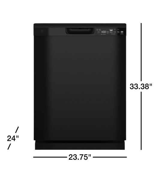 GE 24" Dishwasher, Black, Hard Food Disposer, Adjustable Racks (GDF550PGRBB)