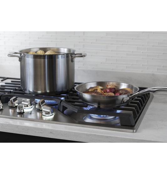 GE 30" Gas Cooktop, Stainless, 5 Burners with Power Boil + Simmer (JGP5030SLSS)