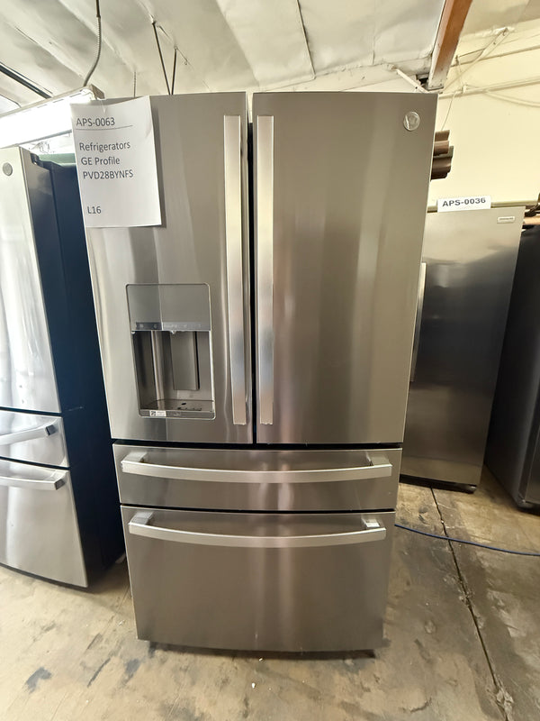 GE Profile 27.9 cu. ft. French Door Refrigerator, Stainless, Autofill Dispenser + LED Lighting (PVD28BYNFS)