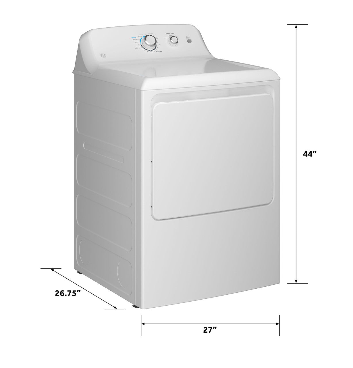 GE GTX33EASKWW Electric Dryer, 6.2 cu. ft., Auto Dry & Wrinkle Care (GTX33EASKWW)
