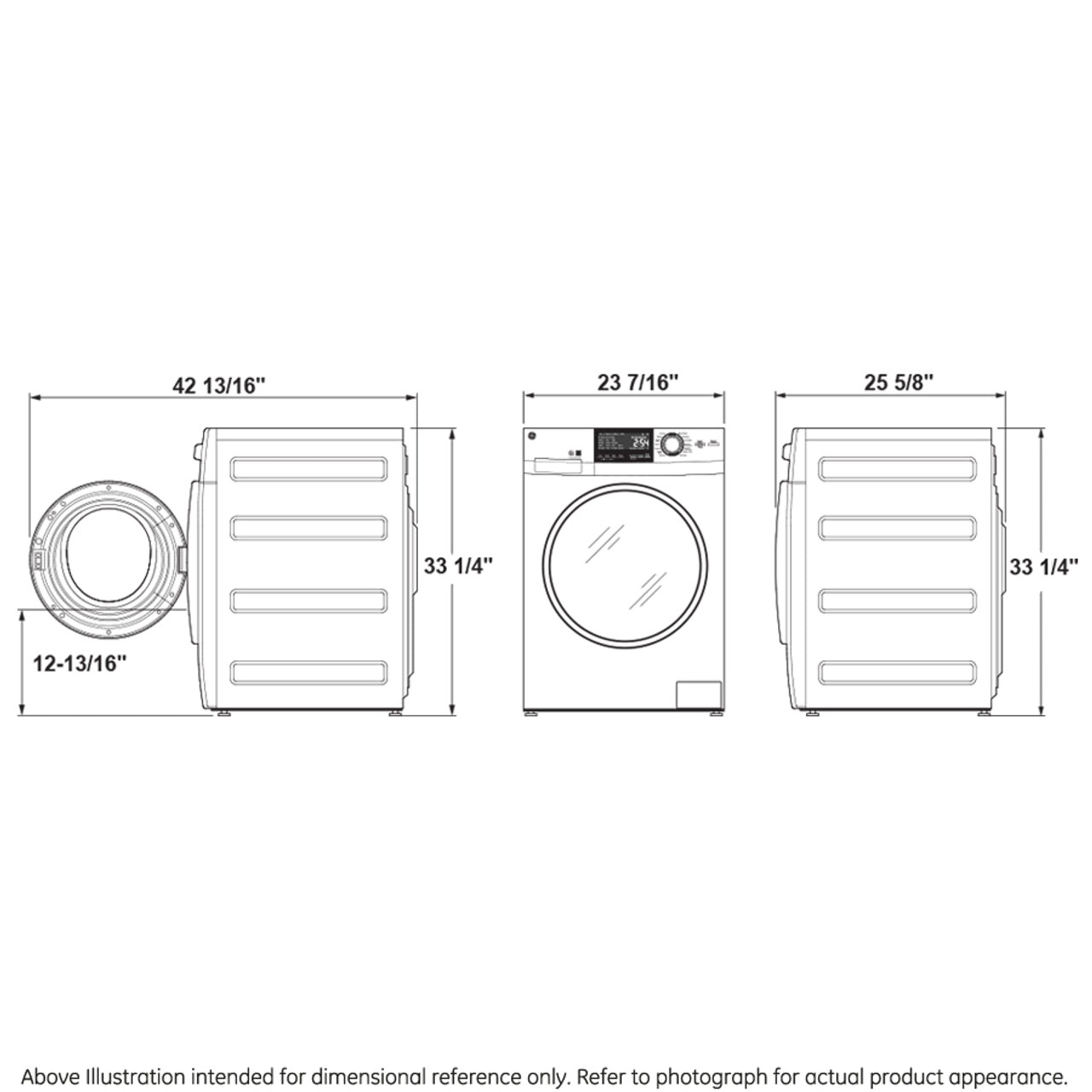 GE 2.4 cu. ft. Front Load Washer/Dryer Combo, White, Ventless Drying + LED Display (GFQ14ESSNWW)