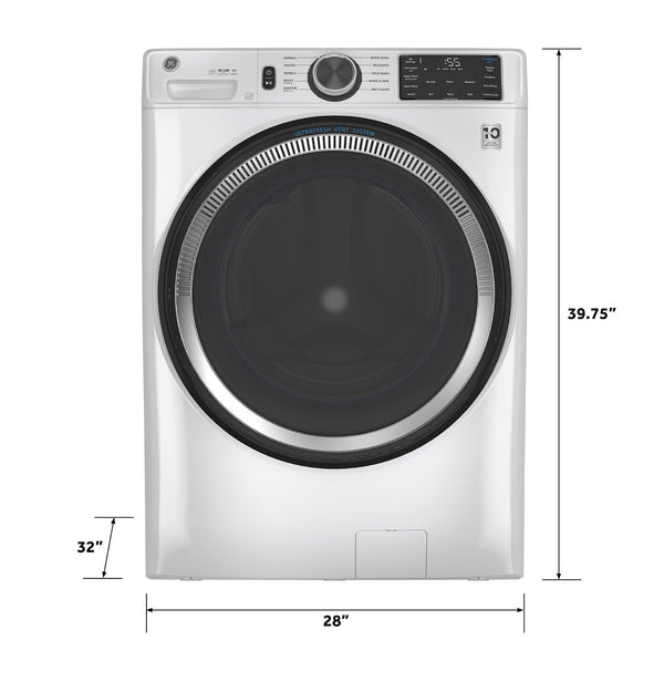 GE 4.8 cu. ft. Front Load Washer, White, UltraFresh Vent + SmartHQ WiFi (GFW550SSNWW) - Appliance Saver Store