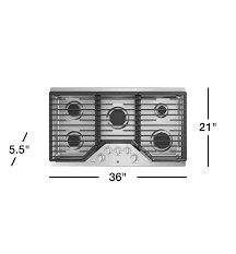 GE 30" Gas Cooktop, Stainless, 5 Burners with Power Boil + Simmer (JGP5030SLSS)