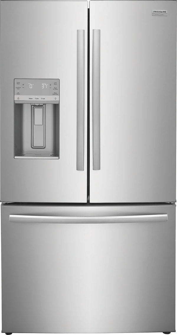 Frigidaire 22.6 cu ft French Door Refrigerator, Stainless, Ice Maker, Adjustable Shelves (GRFC2353AF) - Appliance Saver Store