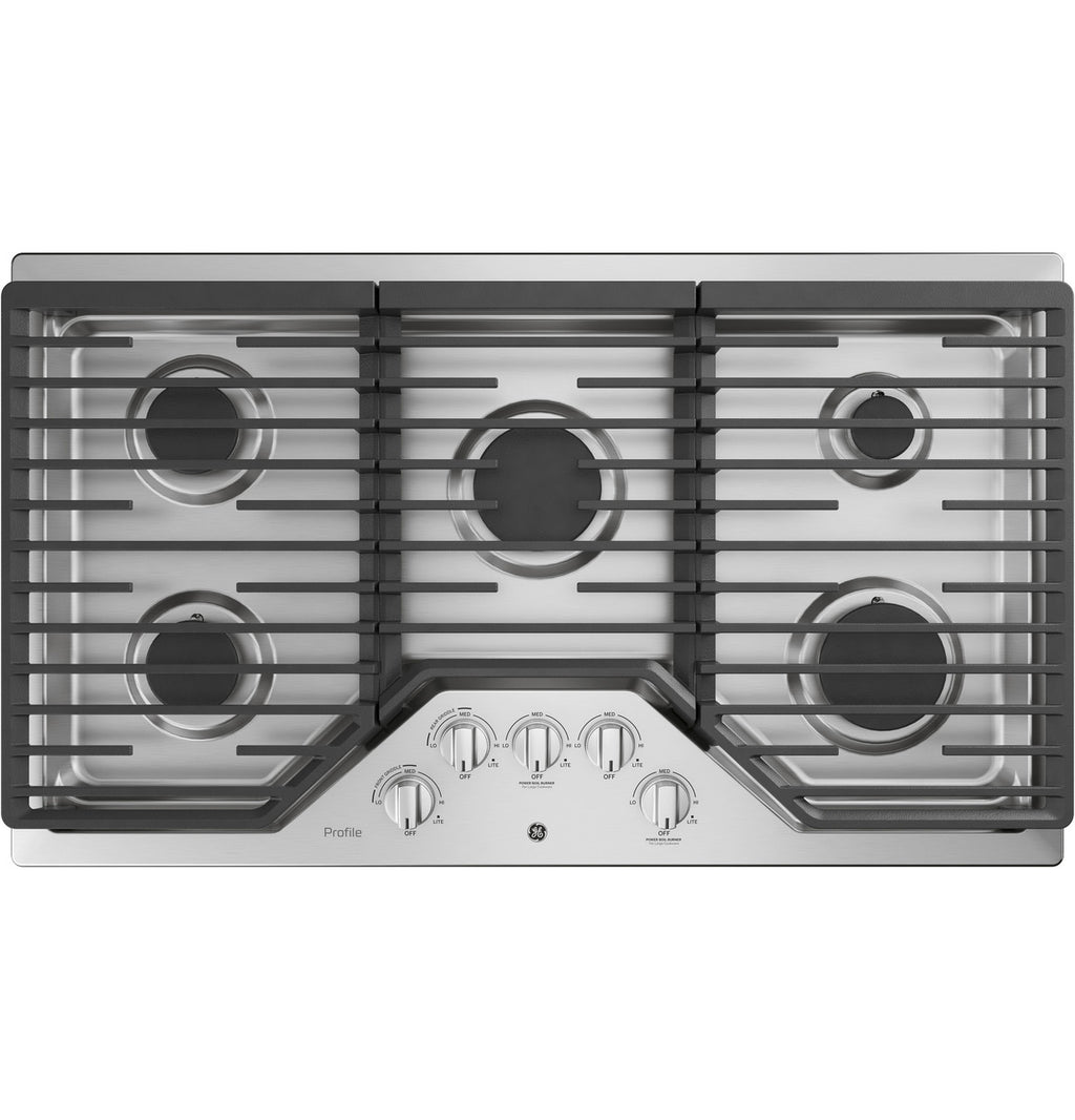 GE Profile 36" Built-In Gas Cooktop, Stainless, 5 Burners (PGP7036SLSS)
