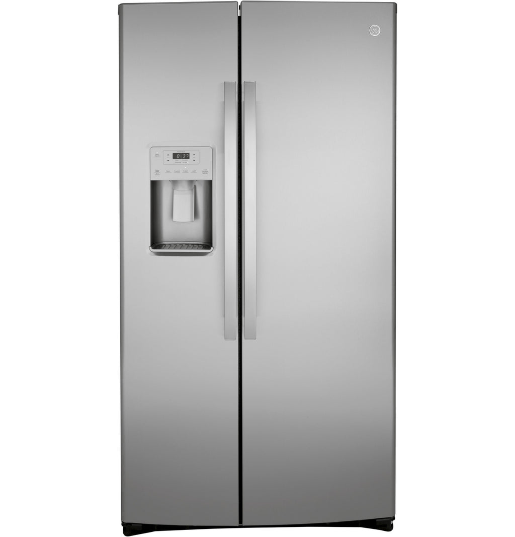 GE 21.8 cu. ft. Counter-Depth Side-by-Side Refrigerator, Stainless (GZS22IYNFS)