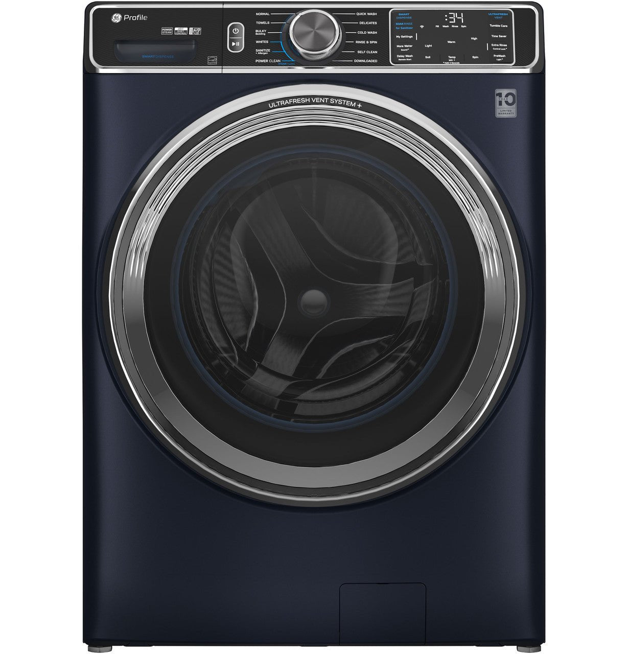 GE Profile 5.3 cu. ft. Front Load Washer, Sapphire Blue, UltraFresh Vent + SmartDispense (PFW870SPVRS) - Appliance Saver Store