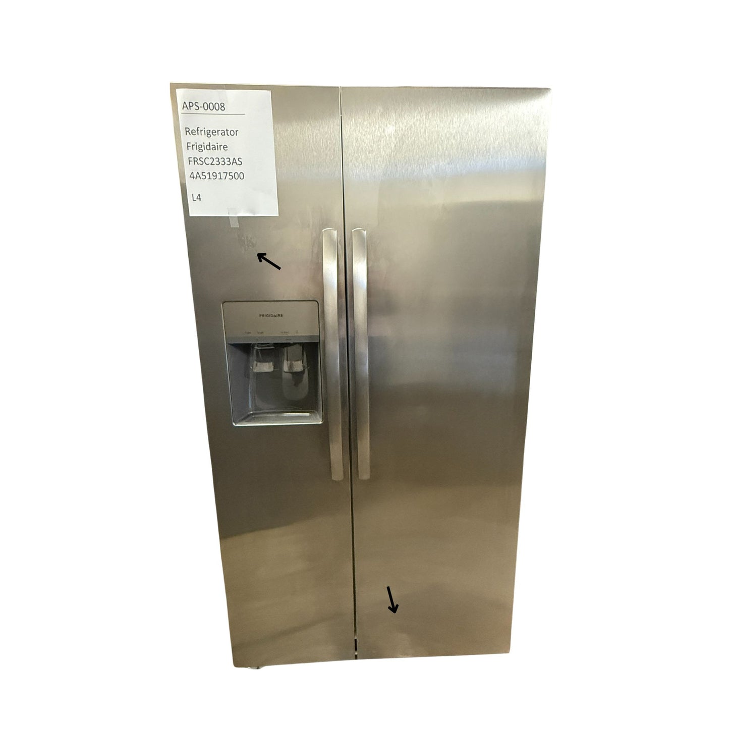 Frigidaire 22.3 cu ft Side - by - Side Refrigerator, Stainless, External Water/Ice Dispenser (FRSC2333AS) - Appliance Saver Store