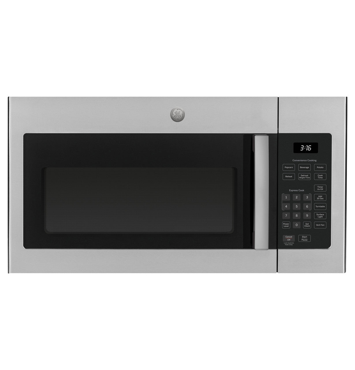 GE Over-the-Range Microwave, 1.6 cu. ft., Stainless, 1000W Power + Venting (JVM3160RFSS)