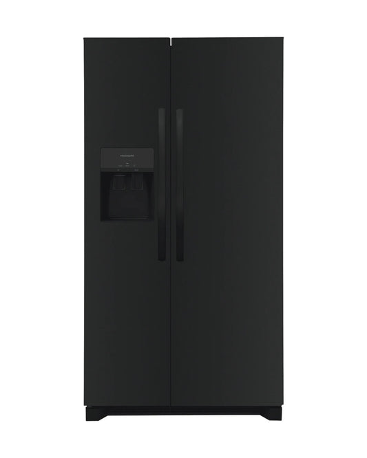 Frigidaire 25.6 cu ft Side - by - Side Refrigerator, Black, External Water/Ice Dispenser (FRSS2623AB) - Appliance Saver Store
