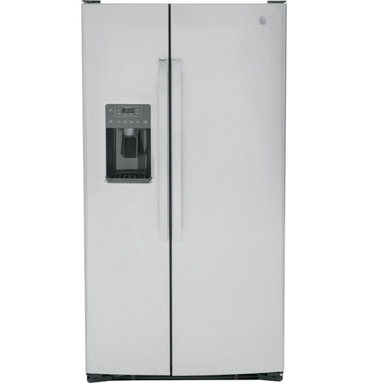 GE 25.3 cu. ft. Side-by-Side Refrigerator, Stainless, External Water/Ice Dispenser (GSS25GYPFS)