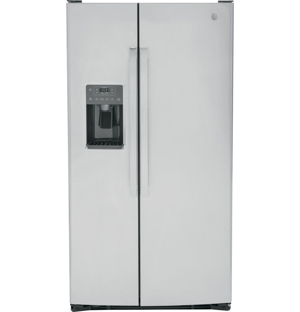 GE 25.3 cu. ft. Side-by-Side Refrigerator, Stainless, External Water/Ice Dispenser (GSS25GYPFS)
