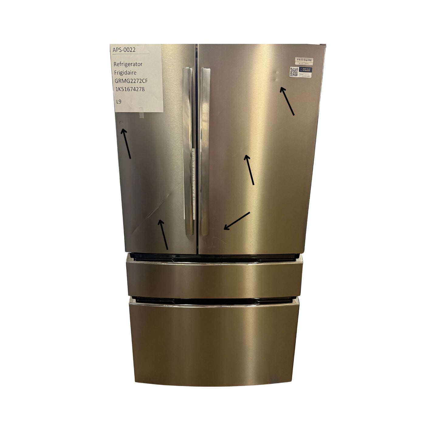 Frigidaire 22 cu ft French Door Refrigerator, Stainless, Counter-Depth Look, Pantry Drawer (GRMG2272CF)