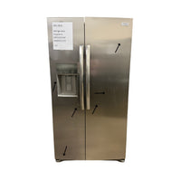 Frigidaire 25.6 cu ft Side - by - Side Refrigerator, Stainless, External Water/Ice Dispenser (GRSS2652AF) - Appliance Saver Store
