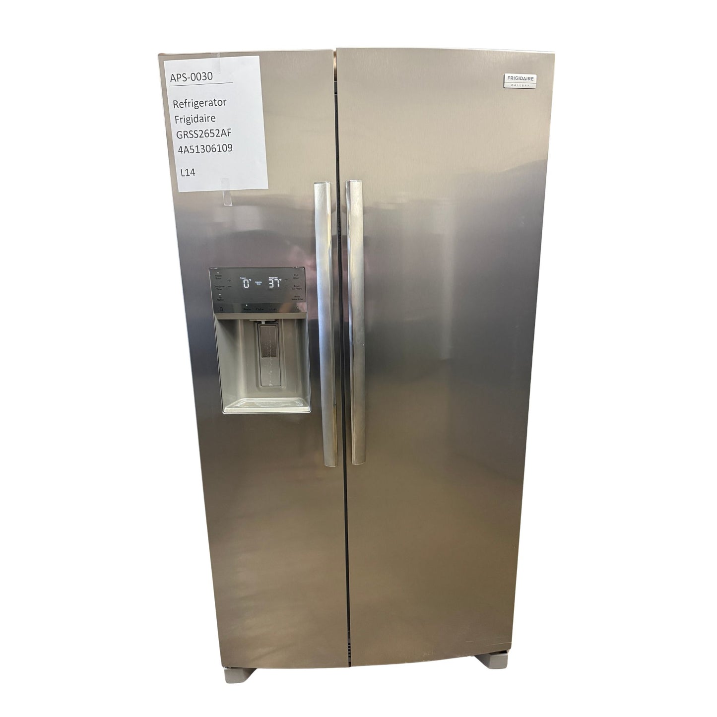 Frigidaire 25.6 cu ft Side-by-Side Refrigerator, Stainless, External Water/Ice Dispenser (GRSS2652AF)