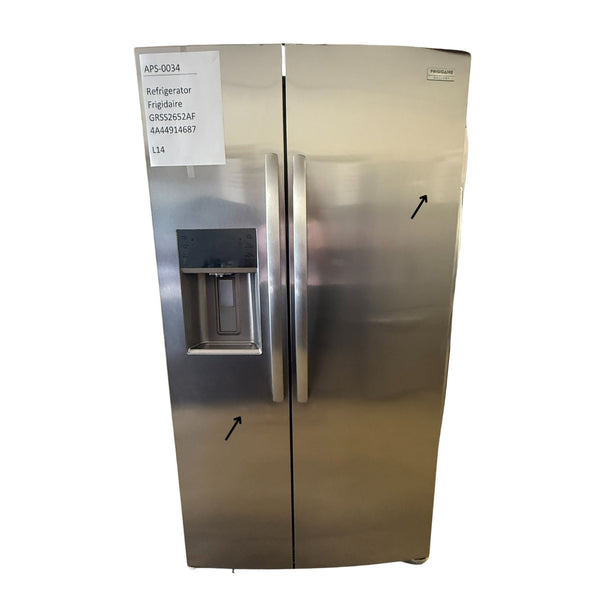 Frigidaire 25.6 cu ft Side - by - Side Refrigerator, Stainless, External Water/Ice Dispenser (GRSS2652AF) - Appliance Saver Store