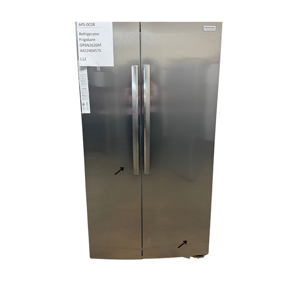 Frigidaire 26 cu ft Side - by - Side Refrigerator, Stainless, External Water/Ice Dispenser (GRSN2620AF) - Appliance Saver Store
