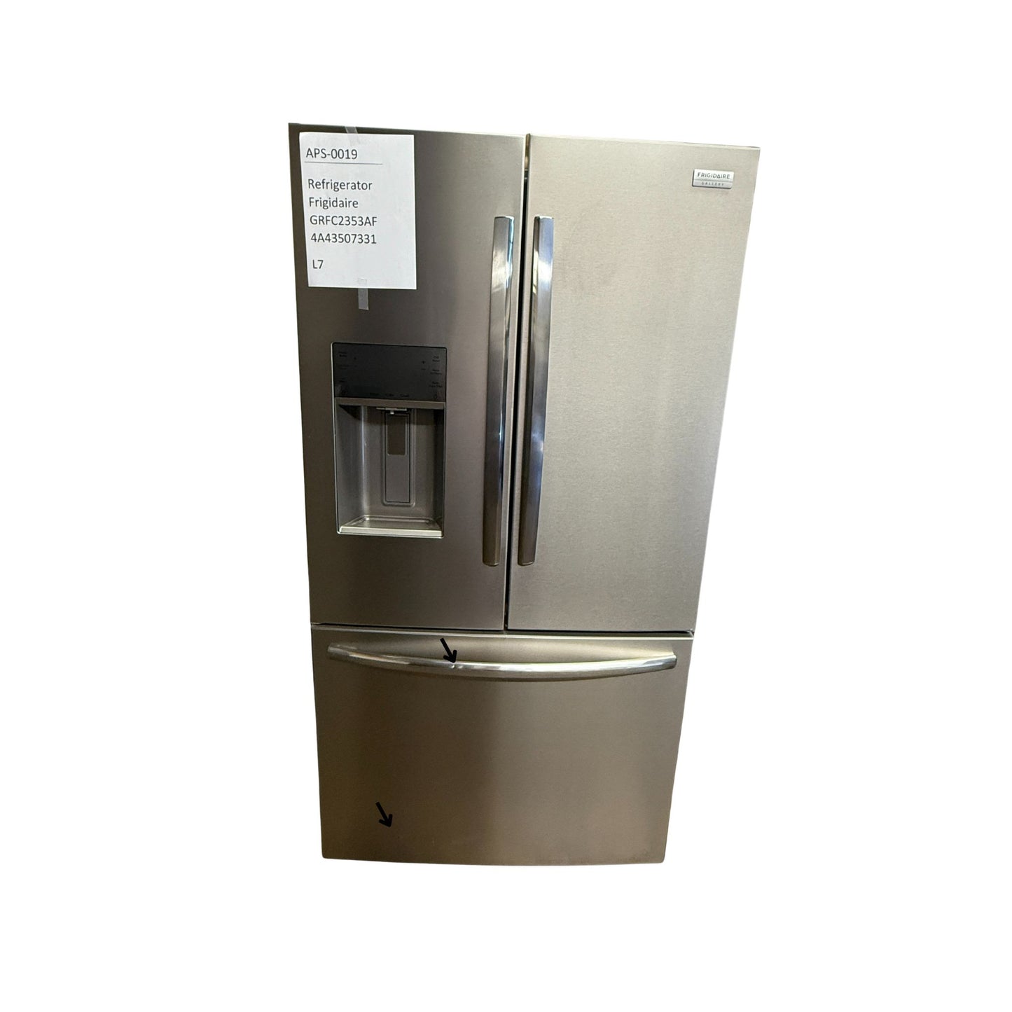 Frigidaire 22.6 cu ft French Door Refrigerator, Stainless, Ice Maker, Adjustable Shelves (GRFC2353AF) - Appliance Saver Store