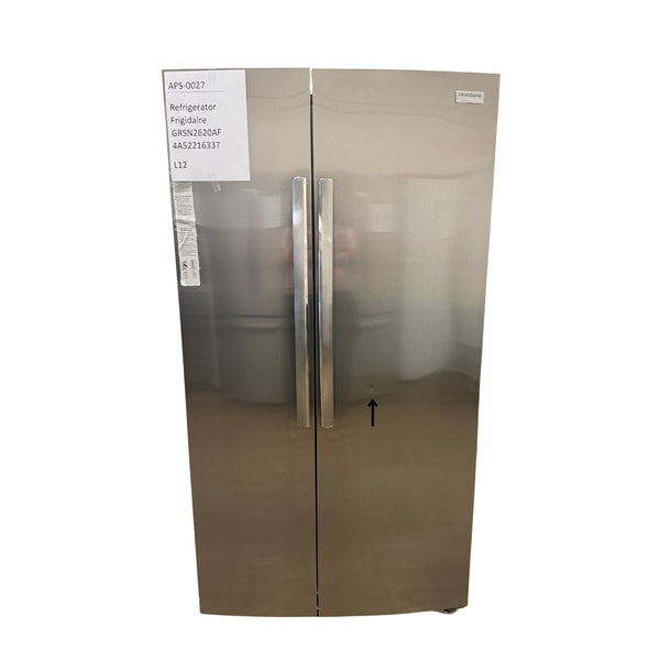 Frigidaire 26 cu ft Side-by-Side Refrigerator, Stainless, External Water/Ice Dispenser (GRSN2620AF)
