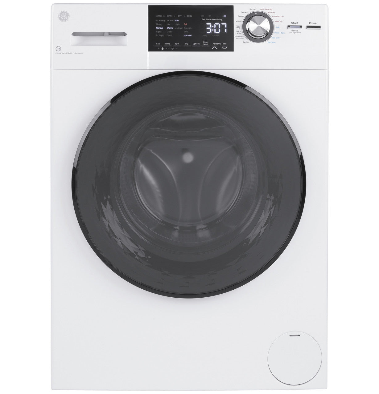 GE 2.4 cu. ft. Front Load Washer/Dryer Combo, White, Ventless Drying + LED Display (GFQ14ESSNWW)