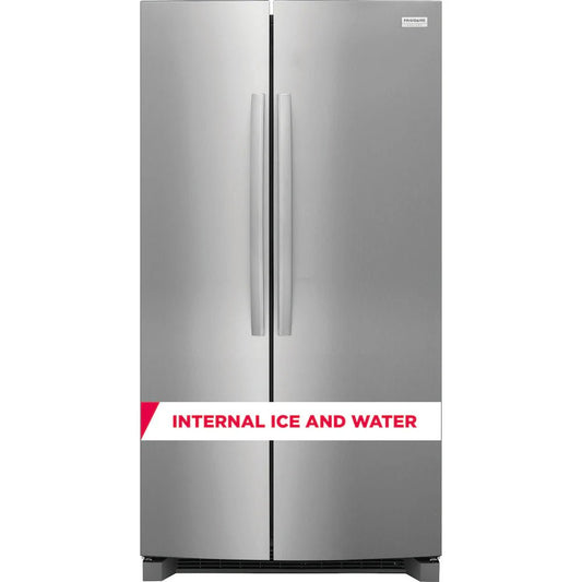 Frigidaire 26 cu ft Side - by - Side Refrigerator, Stainless, External Water/Ice Dispenser (GRSN2620AF) - Appliance Saver Store
