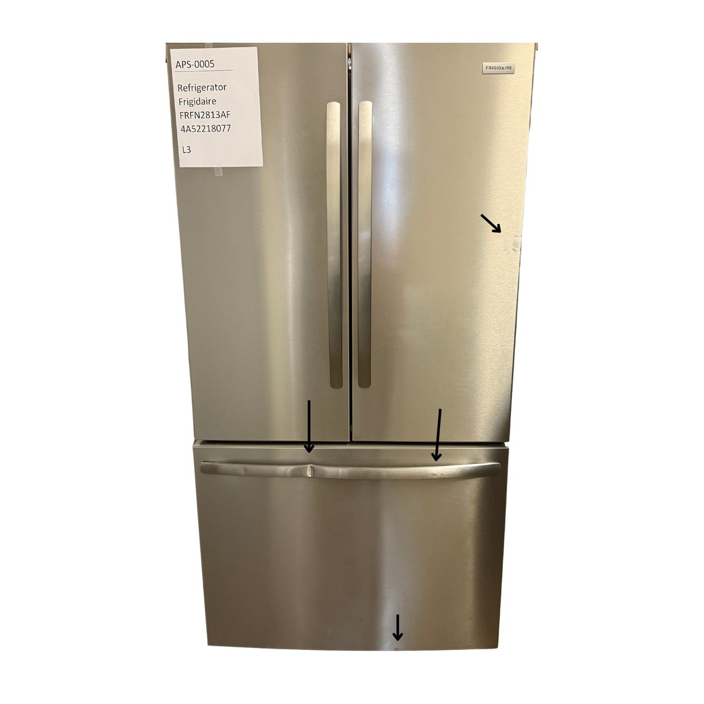 Frigidaire 28.8 cu ft French Door Refrigerator, Stainless, Full - Width Deli Drawer + LED Lighting (FRFN2813AF) - Appliance Saver Store
