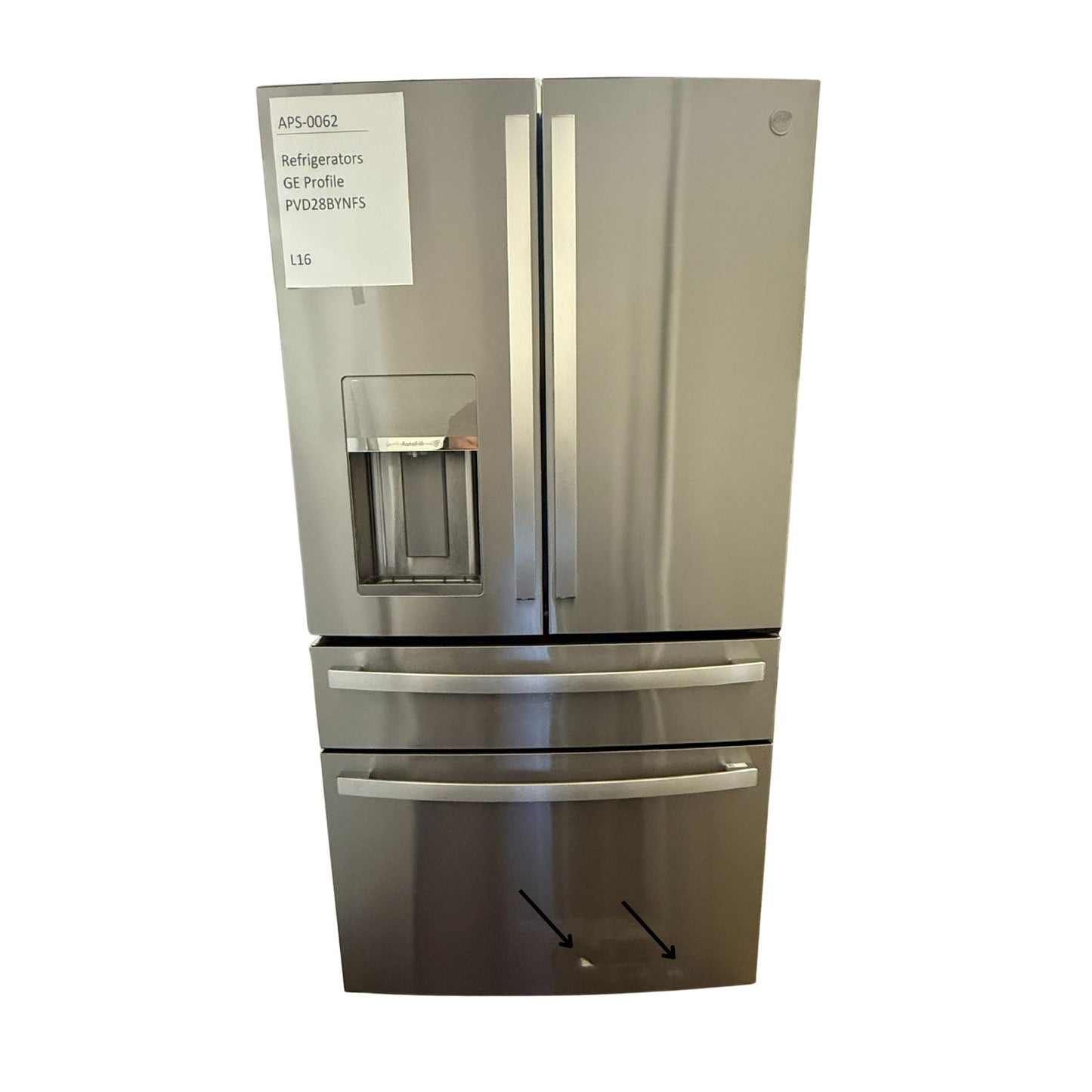 GE Profile 27.9 cu. ft. French Door Refrigerator, Stainless, Autofill Dispenser + LED Lighting (PVD28BYNFS)