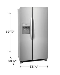 Frigidaire 22.3 cu ft Side - by - Side Refrigerator, Stainless, External Water/Ice Dispenser (FRSC2333AS) - Appliance Saver Store