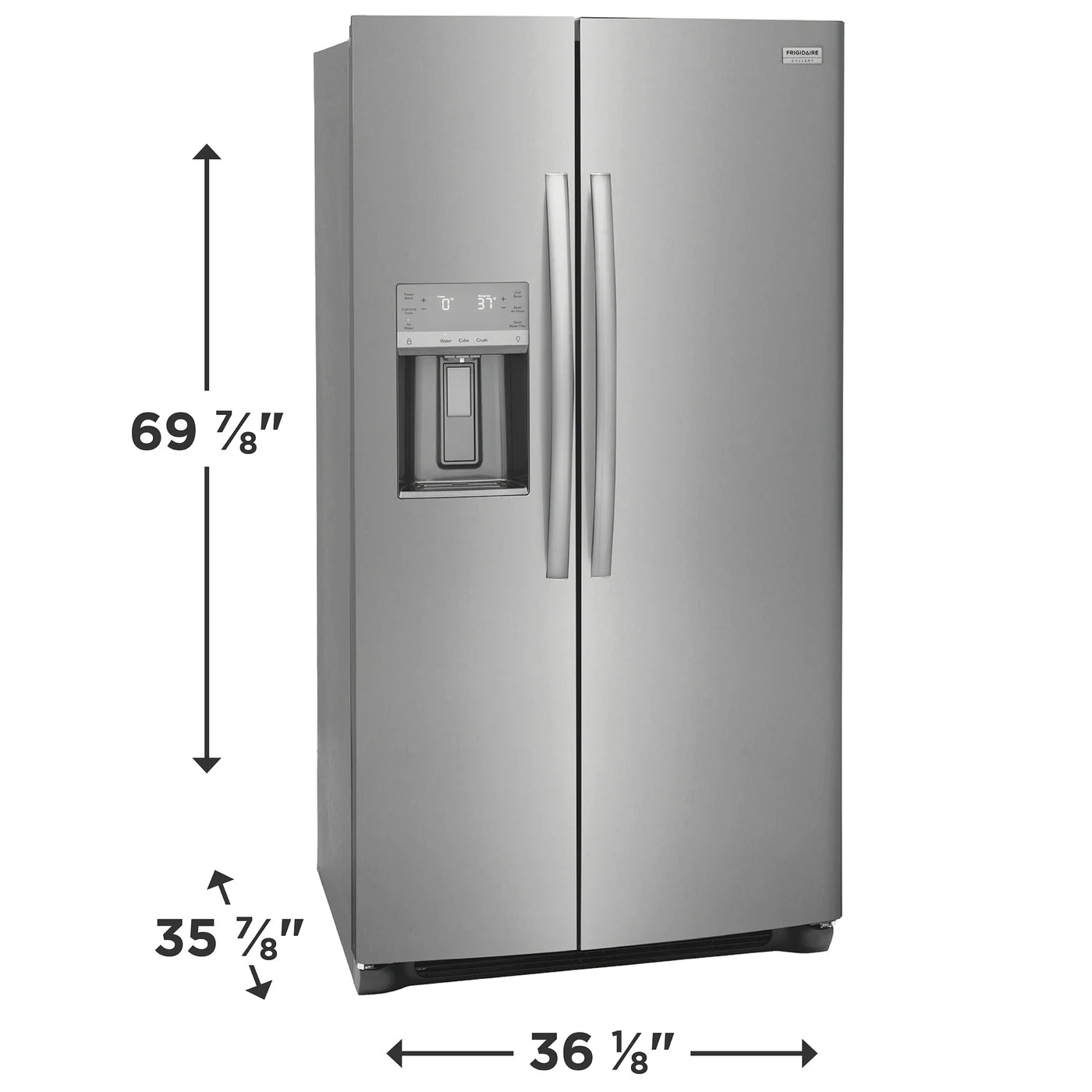 Frigidaire 25.6 cu ft Side - by - Side Refrigerator, Stainless, External Water/Ice Dispenser (GRSS2652AF) - Appliance Saver Store