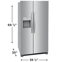 Frigidaire 25.6 cu ft Side - by - Side Refrigerator, Stainless, External Water/Ice Dispenser (FRSS2623AS) - Appliance Saver Store