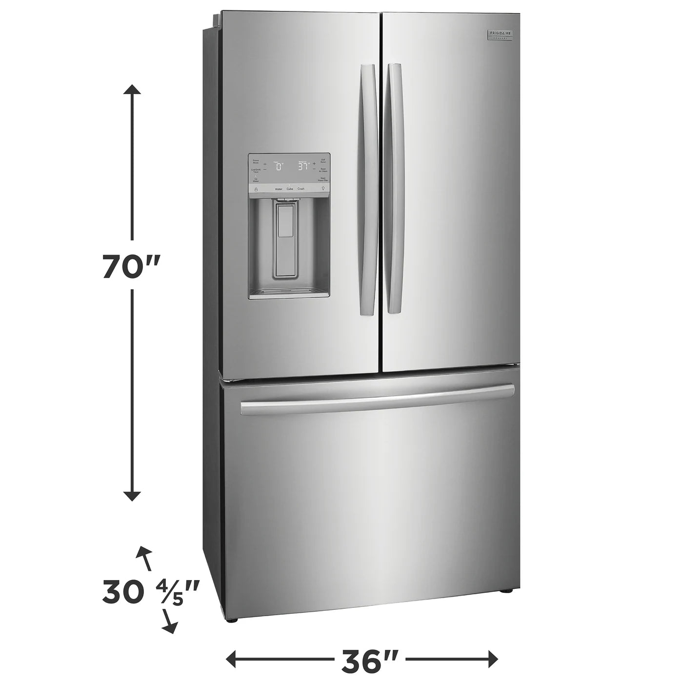 Frigidaire 22.6 cu ft French Door Refrigerator, Stainless, Ice Maker, Adjustable Shelves (GRFC2353AF) - Appliance Saver Store