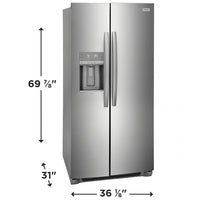 Frigidaire 22.3 cu ft Side - by - Side Refrigerator, Stainless, External Water/Ice Dispenser (GRSC2352AF) - Appliance Saver Store