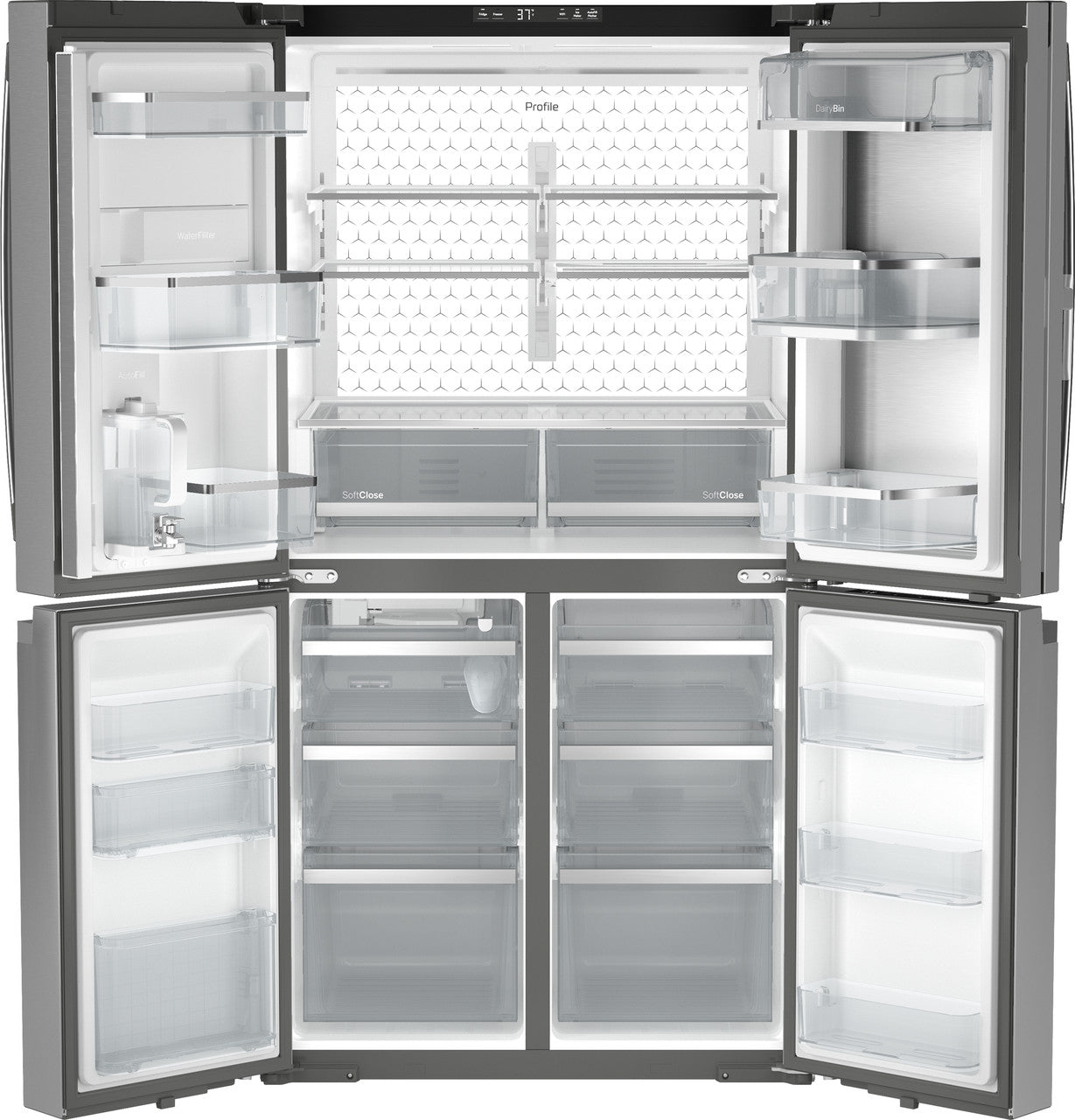 GE Profile 28.4 cu. ft. French Door Refrigerator, Stainless, Adjustable Shelves + LED Lighting (PAD28BYTFS)