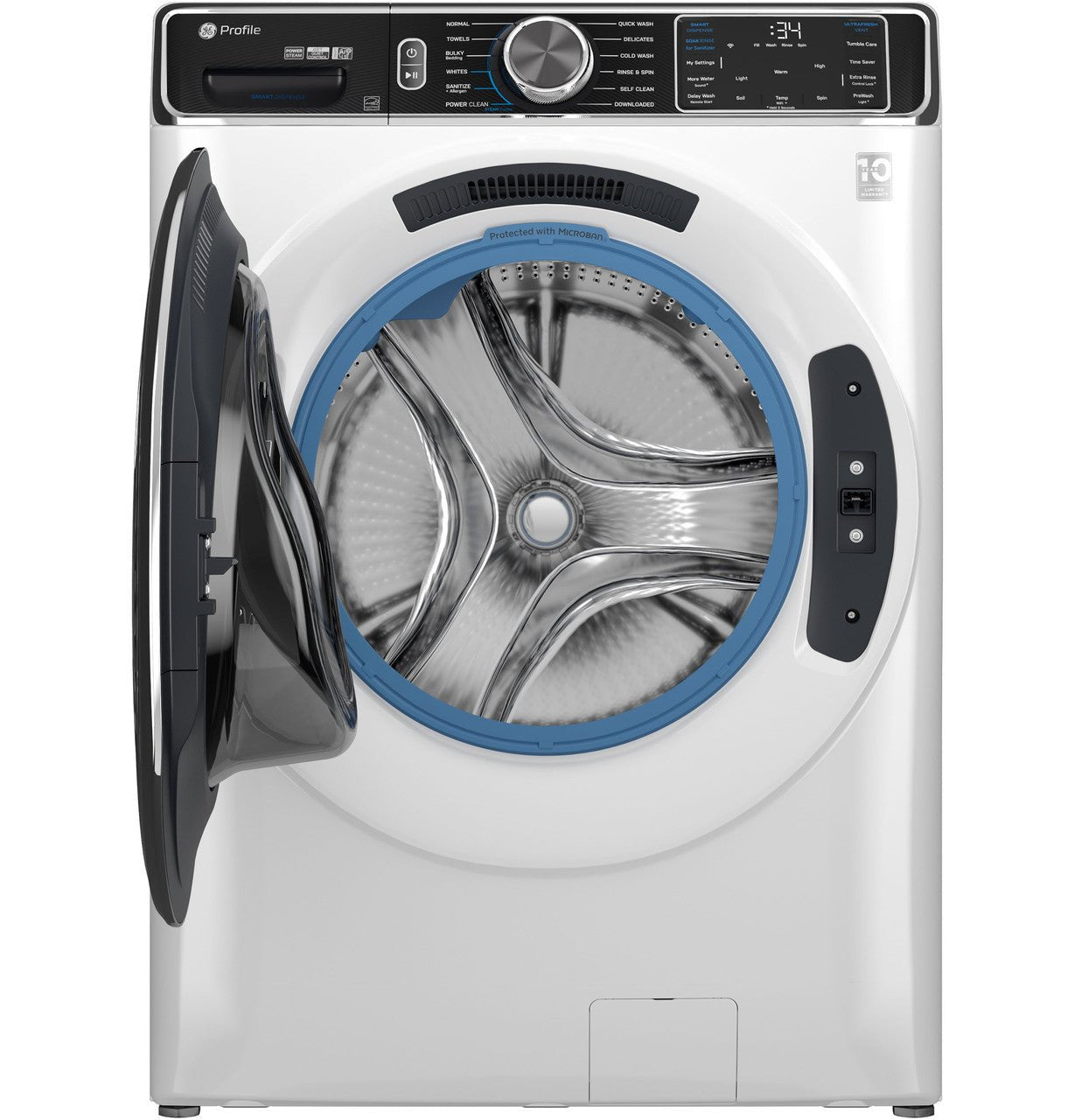 GE Profile 5.3 cu. ft. Front Load Washer, White, UltraFresh Vent + SmartDispense (PFW870SSVWW) - Appliance Saver Store