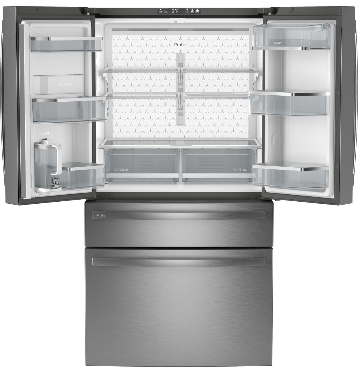 GE Profile 28.7 cu. ft. French Door Refrigerator, Stainless, External Dispenser + TwinChill™ (PGE29BYTFS)